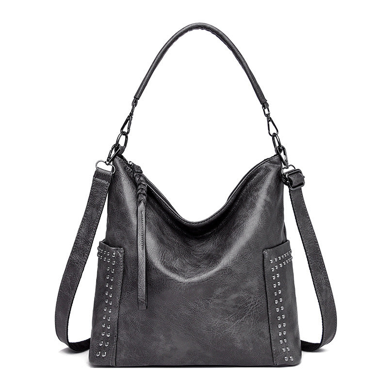 Sac messager portable en cuir souple de grande capacité pour femme