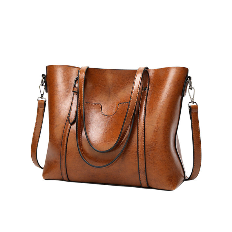 Large-capacity Soft Leather Bag Simple And Versatile