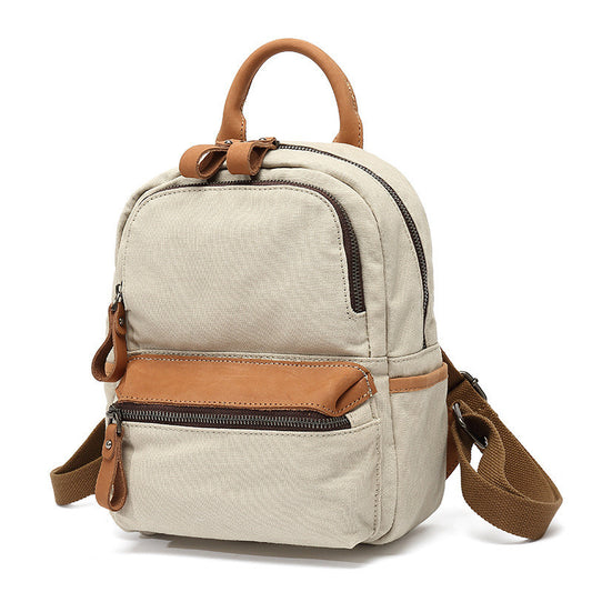 Women's Solid Color Waterproof Casual Canvas Backpack