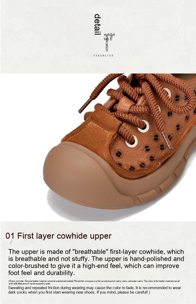 Flat Heel Retro Spring And Summer New Lace Up Casual Women's Shoes