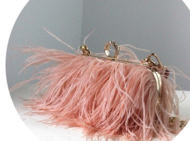 Bolso de mano con cadena para cena con plumas de marca de moda tailandesa