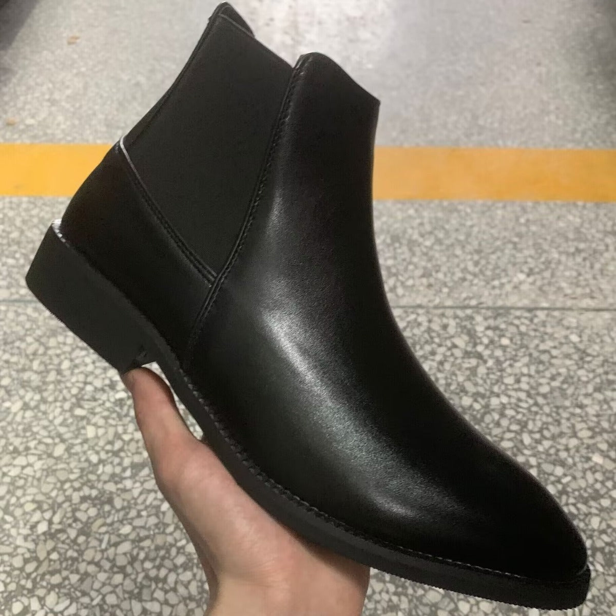 Botas de cuero estilo coreano de caña media alta para uso formal de negocios en tallas grandes