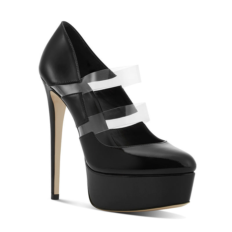 Women's Shoes PVC Stitching Platform High Heels