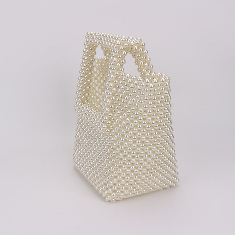 Pearl Frame Beaded White Tote Bag Frame