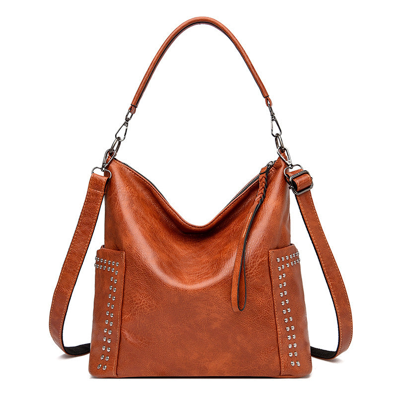 Sac messager portable en cuir souple de grande capacité pour femme