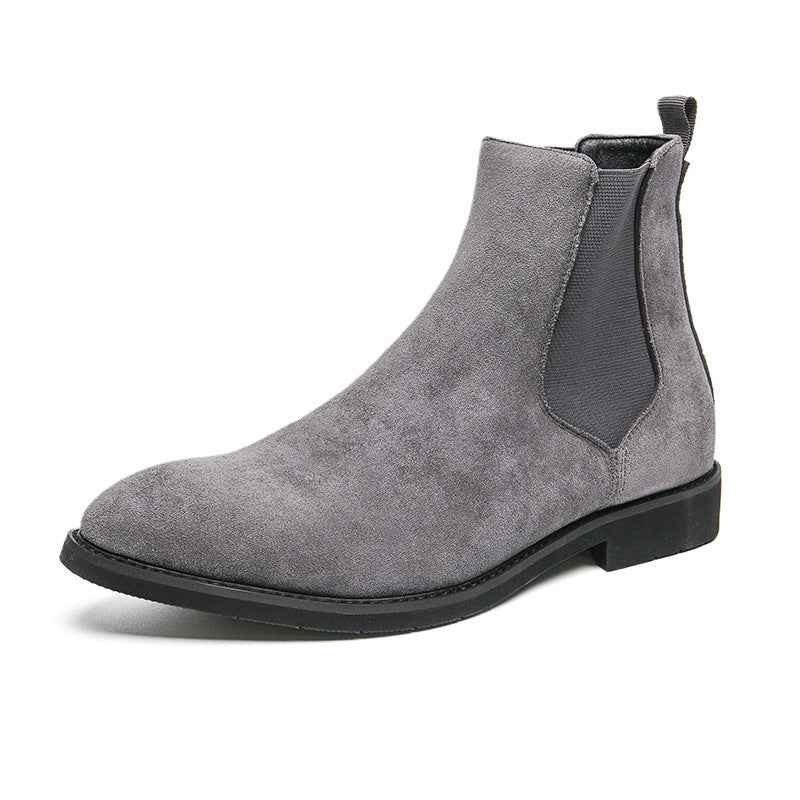 Zapatos de cuero con punta alta y talla grande, botas Chelsea con punta británica para hombre