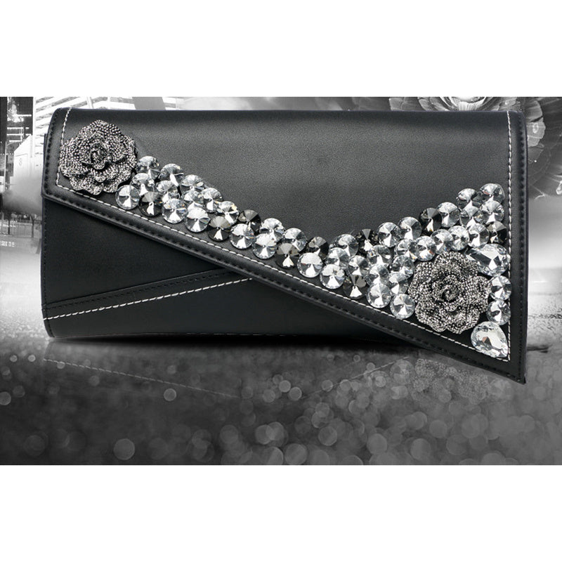 Pochette à bandoulière en strass, petite enveloppe