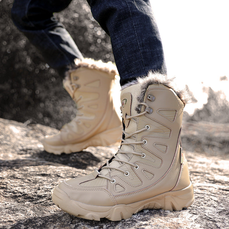 Botas de nieve Botas de algodón Invierno Caña alta Forro polar Cálido Suela con cordones