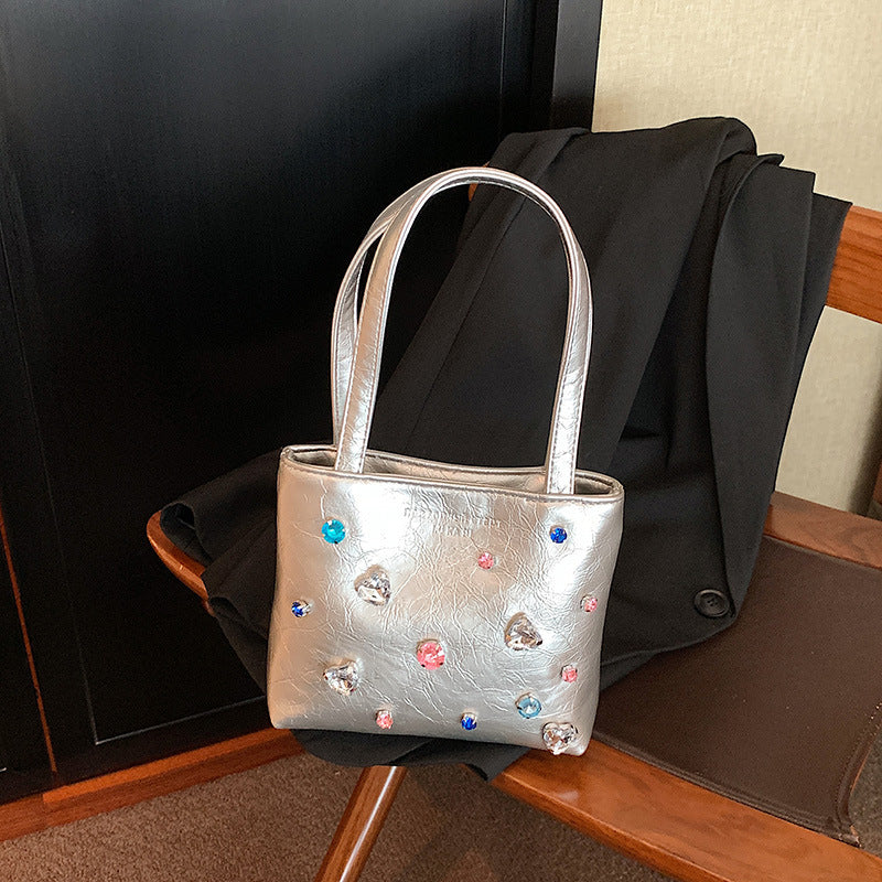 Sac à main en strass pour femme avec texture de niche