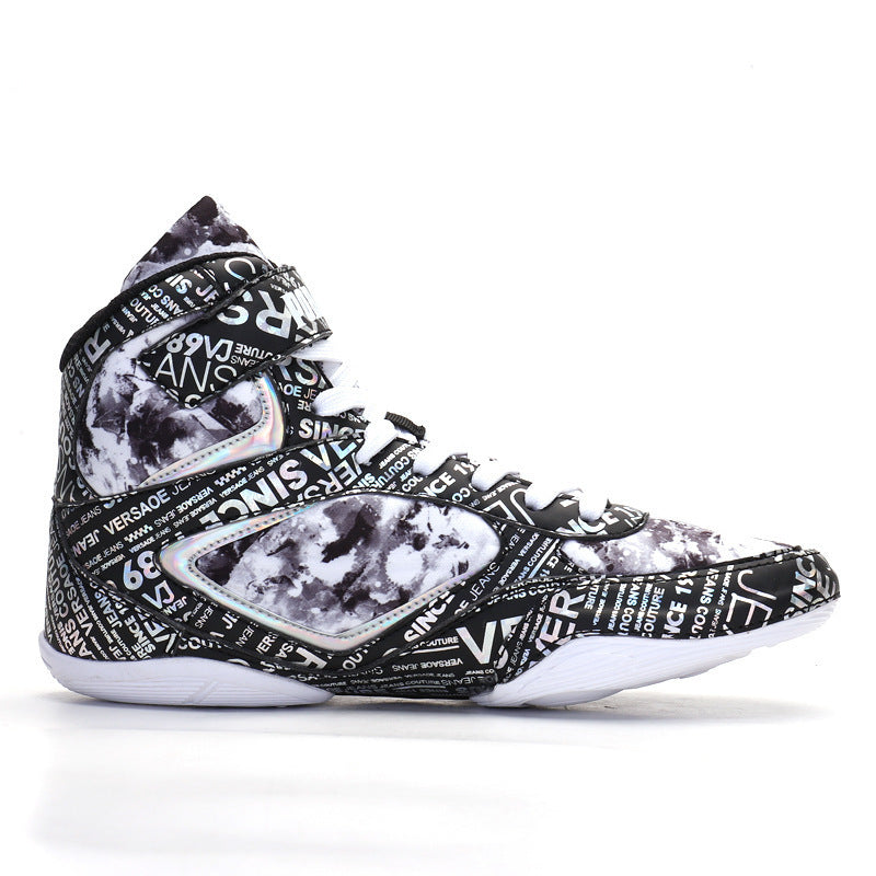 Men's Sneaker High-top Boxing Shoe Fashion Graffiti Style Fight Shoes