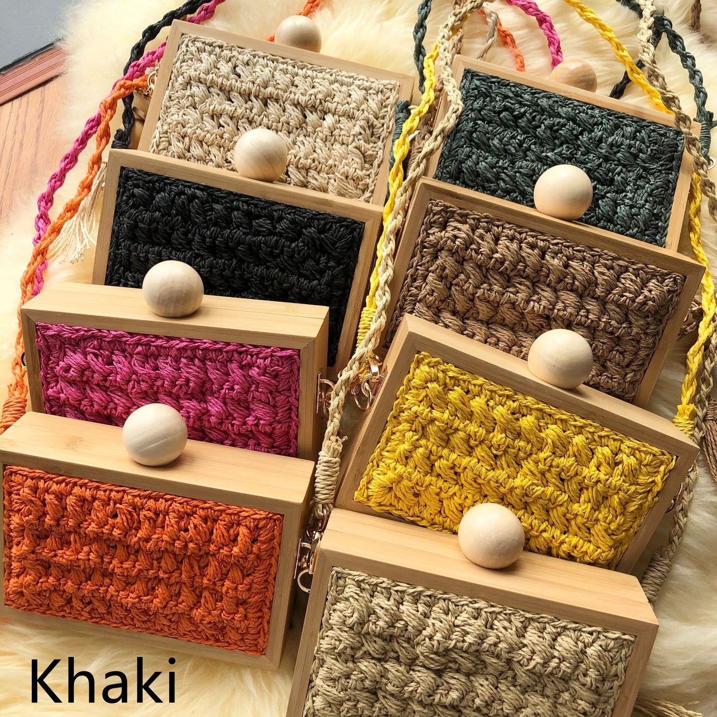 Wooden Frame Straw Bag In Stock Tassel Ball Head Hand Bag Messenger Bag Female Vacation Beach Bag