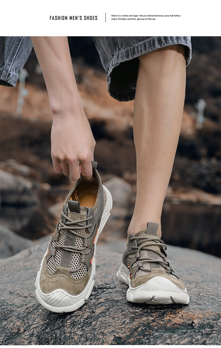 Zapatos de verano transpirables de malla fina y hueca para hombre