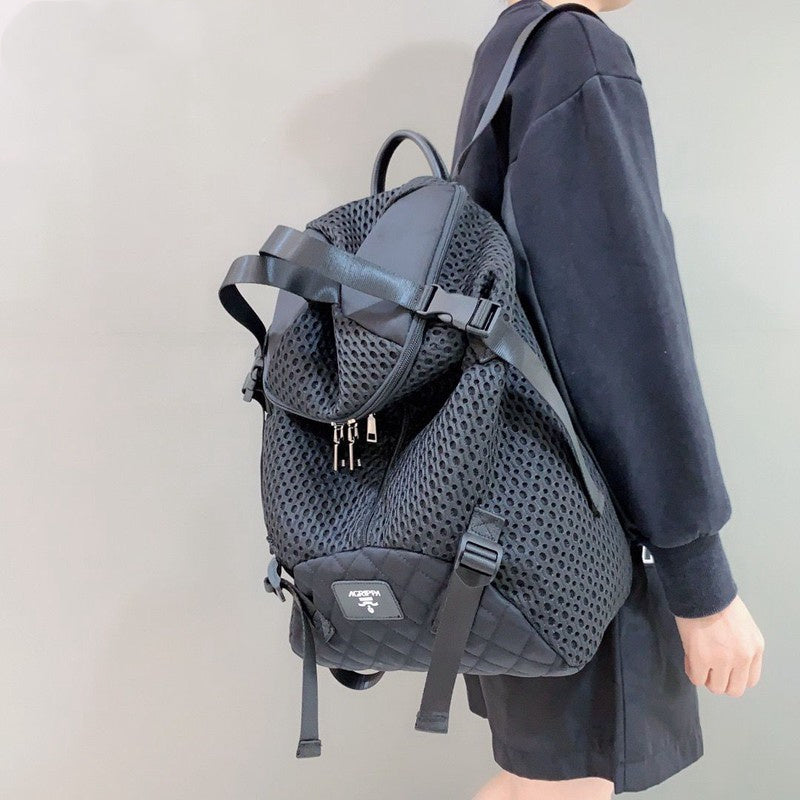 Mesh Double Pull Head Personalized Fashion Backpack