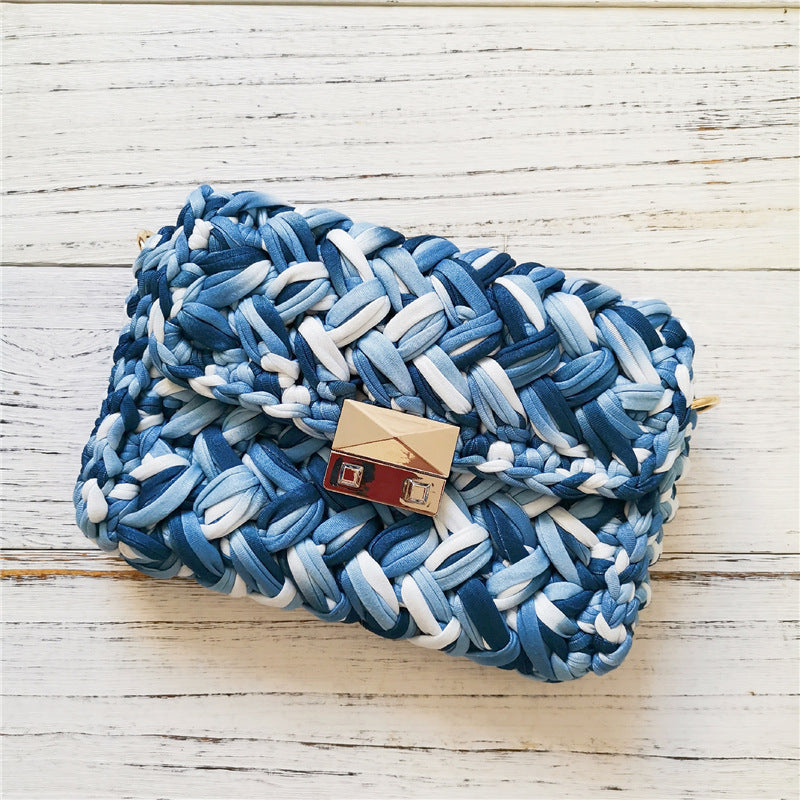 Sac à bandoulière fait main en tissu crocheté, petit sac à tricoter parfumé