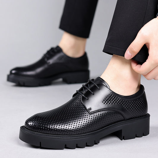 Chaussures en cuir de vachette respirantes pour hommes augmentant la taille