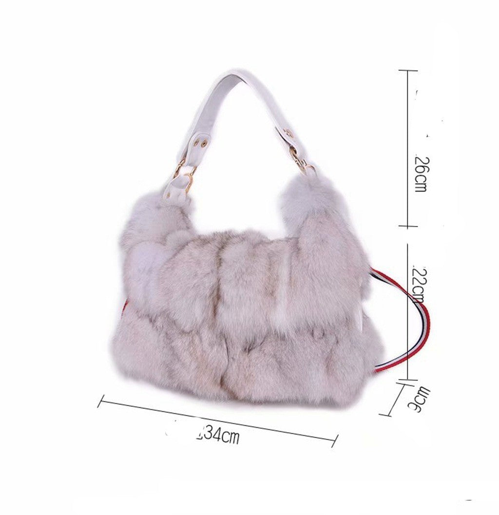 Sac à bandoulière simple en fourrure de renard pour femme