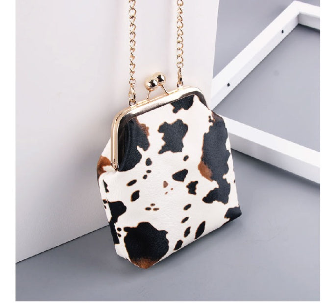 Sac à clip en forme de vache mignon, polyvalent, bandoulière unique