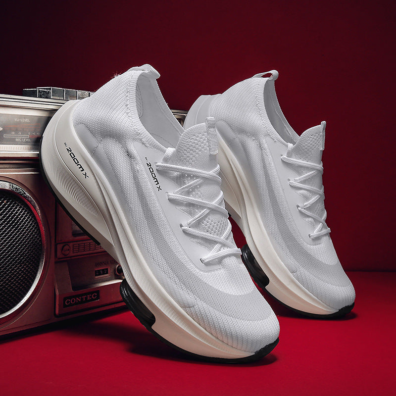 Chaussures de sport à coussin d'air pour hommes, baskets en tricot à lacets respirantes et personnalisées, chaussures de course décontractées en plein air