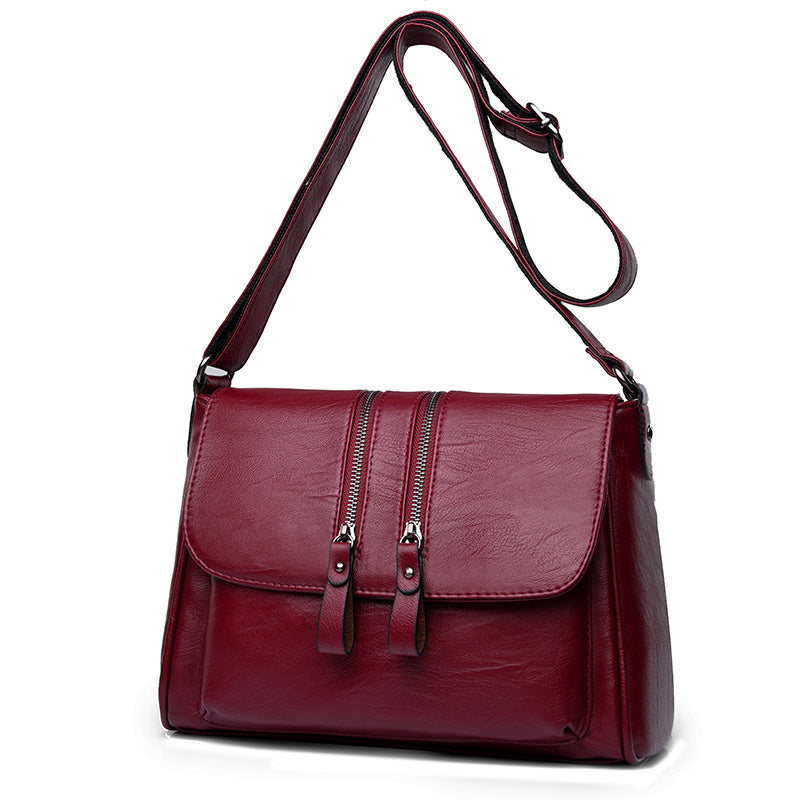 Crossbody Women's Soft Leather Middle-aged Mother Bag