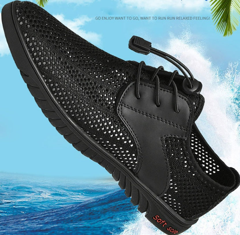 Zapatillas de deporte de verano transpirables con superficie hueca, zapatos de malla finos para hombre