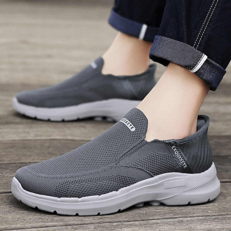 Plus Size Slip-on Lofter Loafers Men's Fly Woven Mesh Breathable Casual Shoes