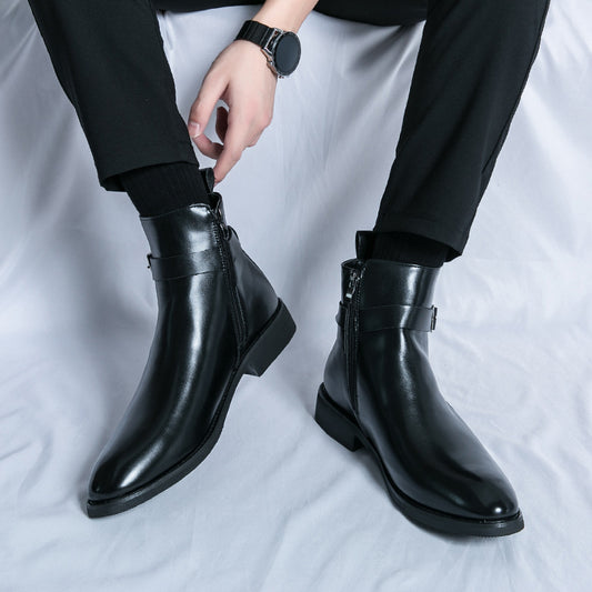 Plus Size Chelsea Boots Men's Fashion High-top Leather Shoes