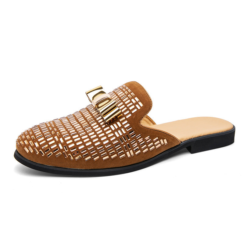 Sandalias de cuero sin tacón de moda para hombre