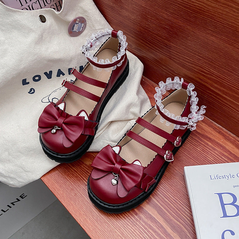 Round Toe Bow Lolita Jk Small Leather Shoes