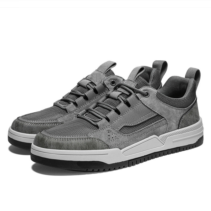 Chaussures basses en cuir de porc et mesh pour homme avec lacets sur le devant