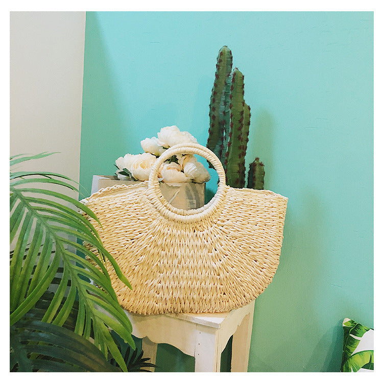 Seaside Holiday Woven One Shoulder All Match Straw Bag