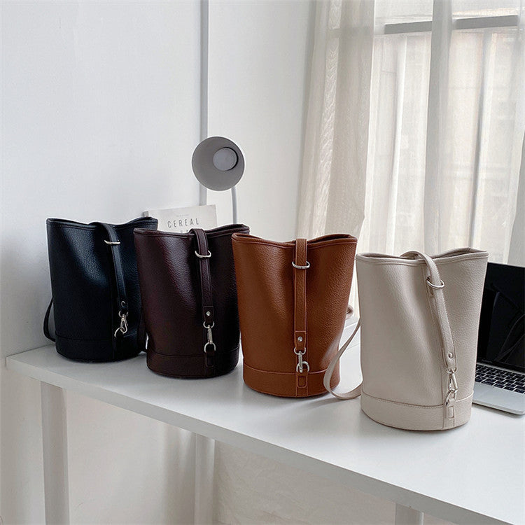 Sac seau cylindrique à bandoulière simple pour femme, grande capacité