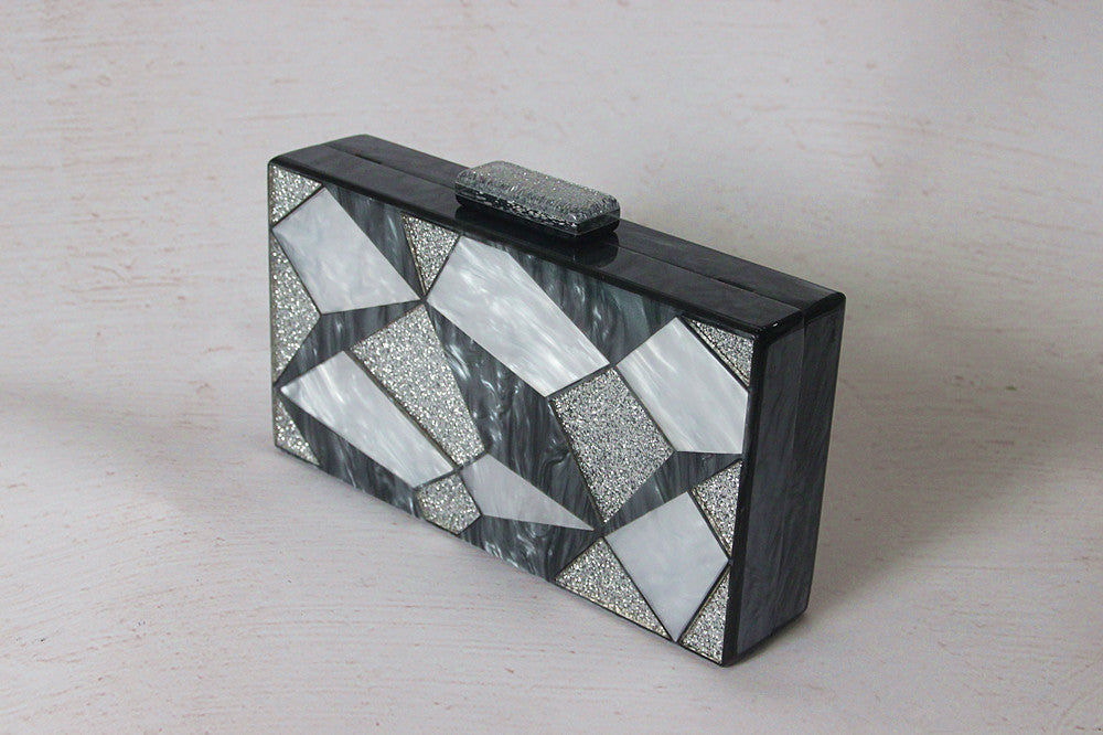 Fashion Black And White Contrast Acrylic Clutch