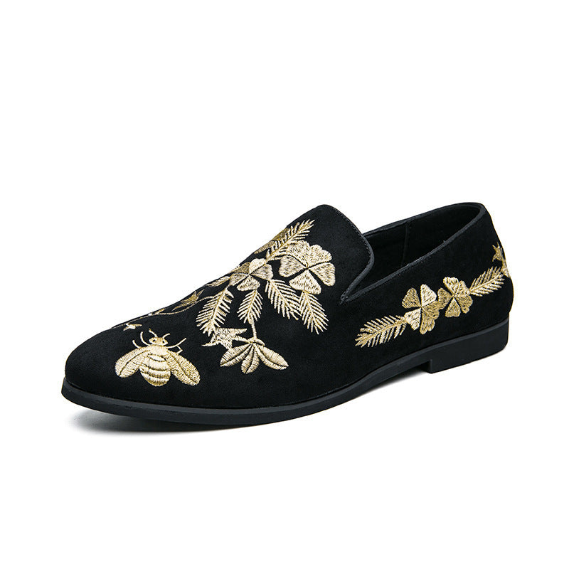 Men's Embroidery Fashion Embroidery Business Leather Shoes