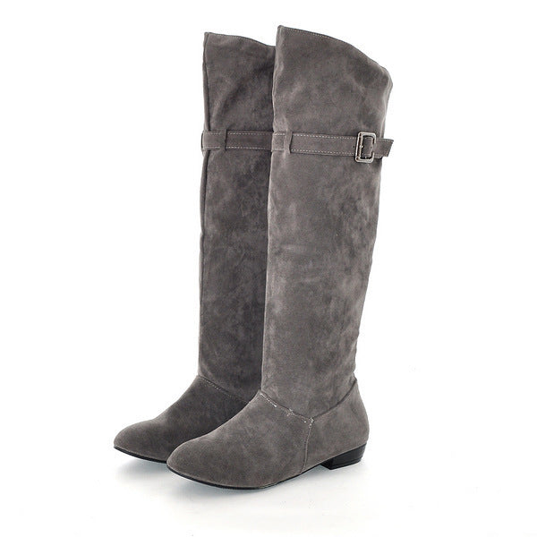 Bottes hautes en daim style ethnique chevalier chaussures pour femmes