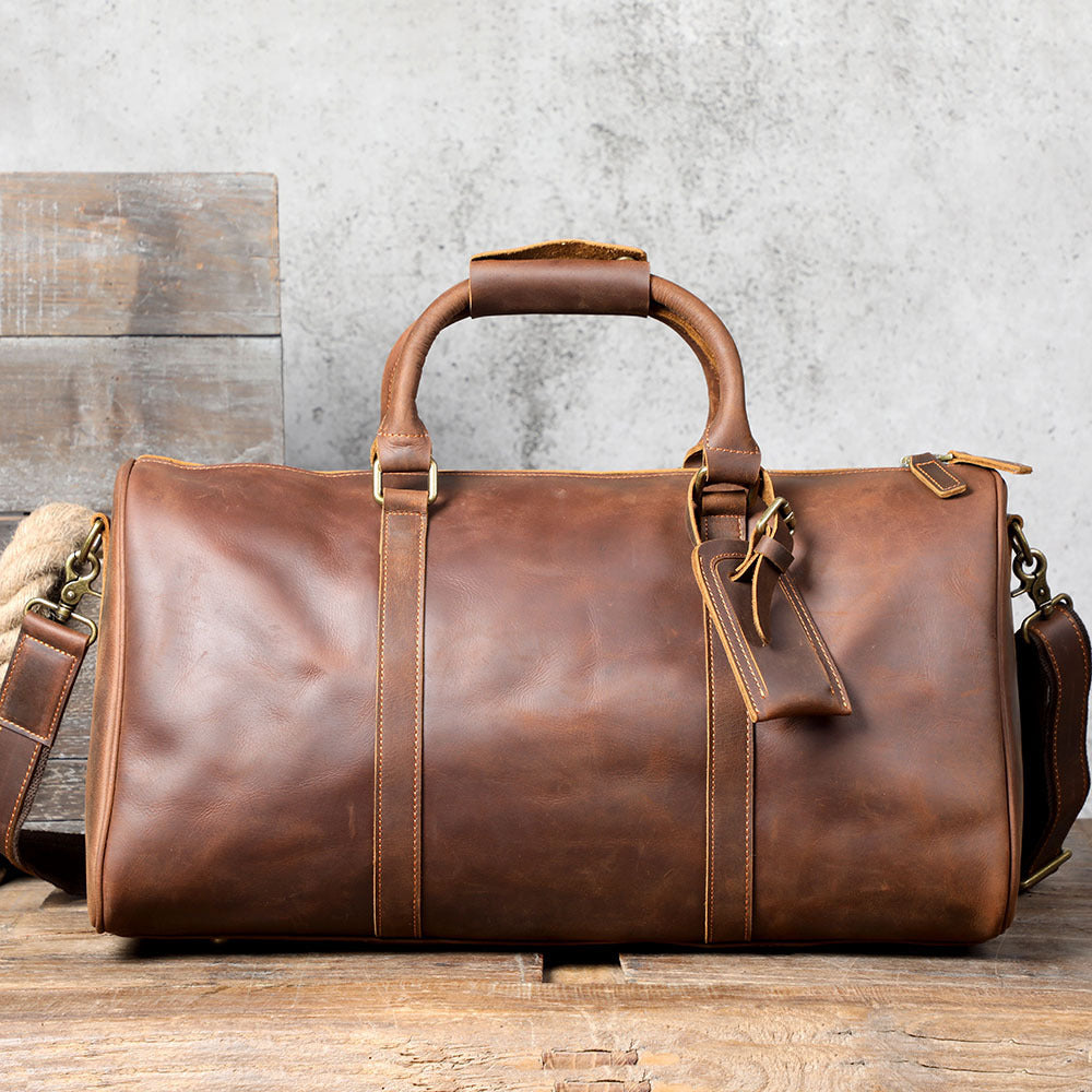 Sac de voyage en cuir de vachette de première couche Sac à main rétro de grande capacité pour homme