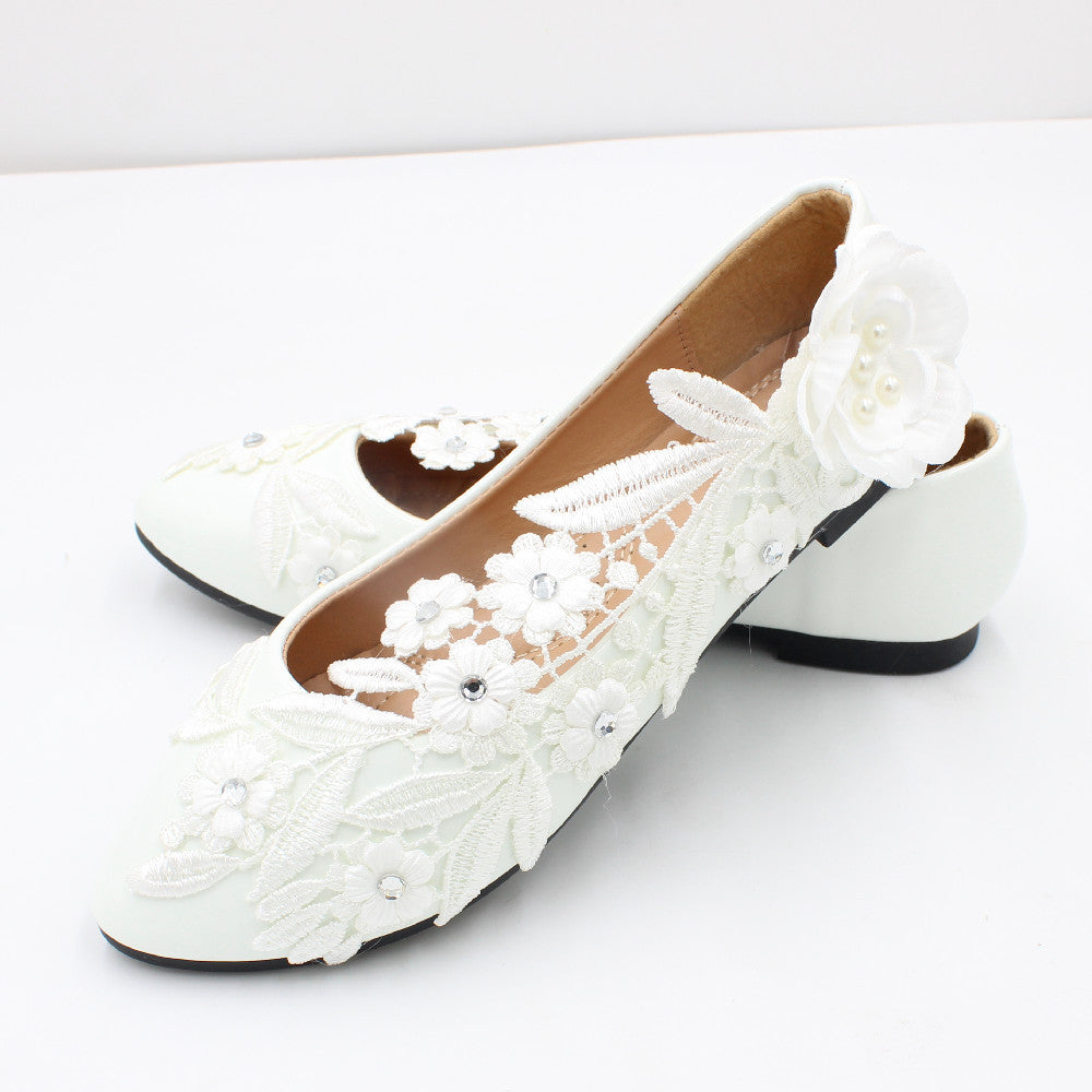 White High Heel Large Size Wedding Shoes Round Toe