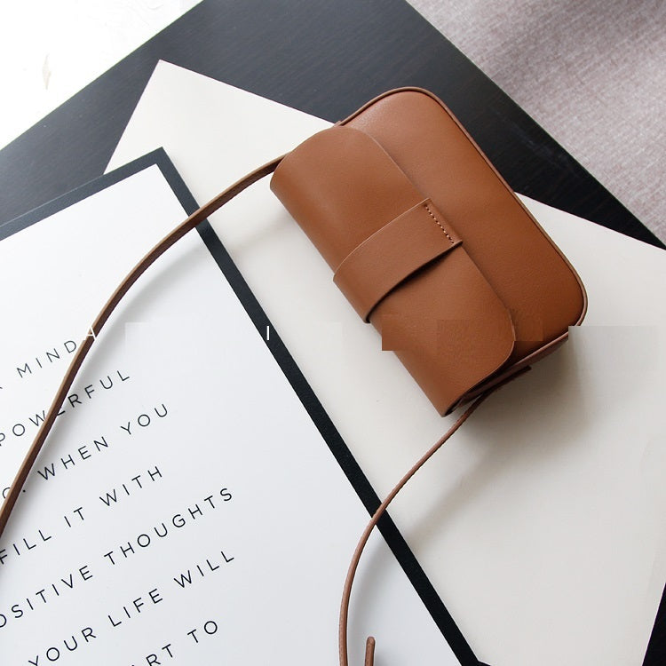 Simple Leather Mobile Phone Bag Mini Small Square