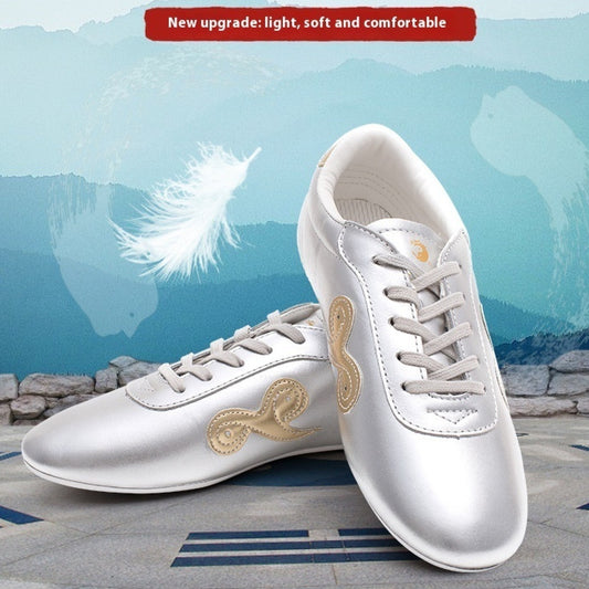 Chaussures de Tai Chi en cuir de vachette avec semelle souple