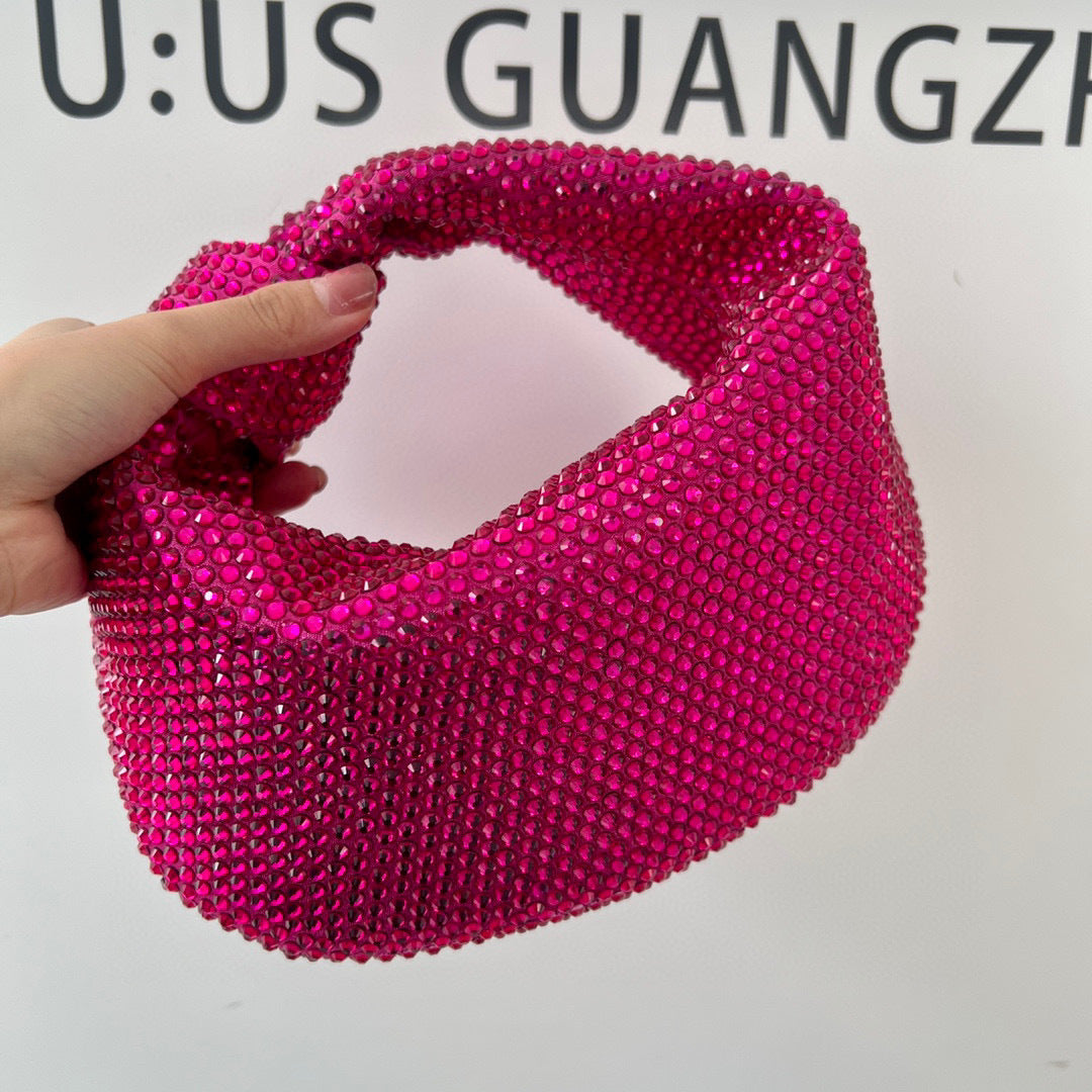 Bolso de mano de gran capacidad con nudo de diamantes y cristales