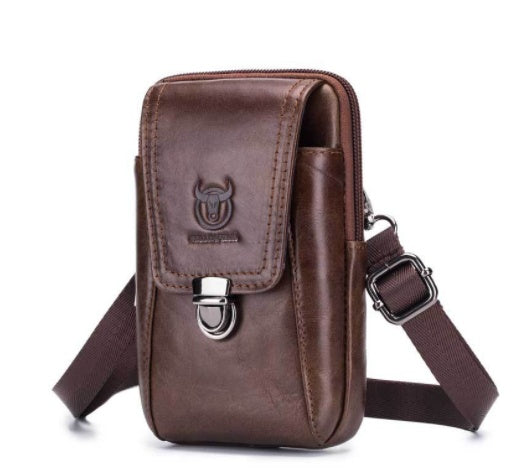 Men's Leather Shoulder Messenger Bag Wear Belt Mobile Phone