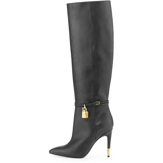 Bottes longues classiques noires simples pour femmes