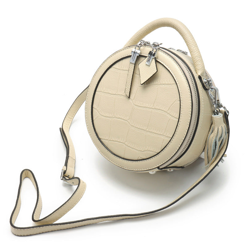 New Leather Small Round Bag Women Messenger