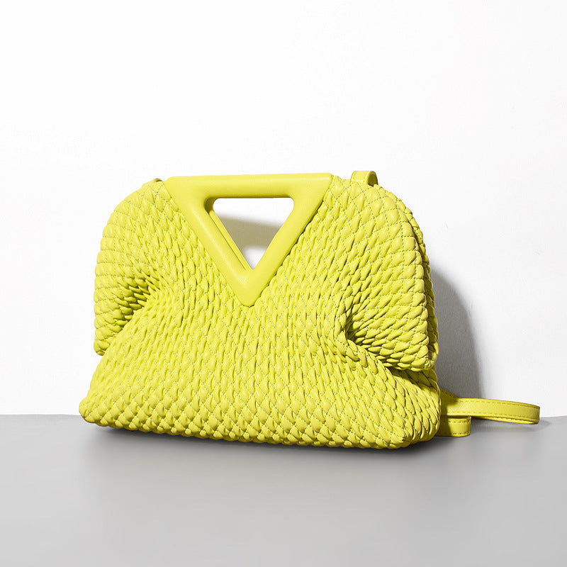 Sac à main en cuir pour femme en forme de nuage, triangle inversé froissé et brodé