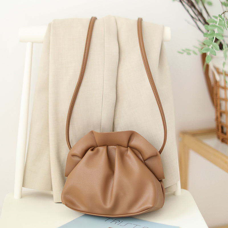 Korean Retro Soft Skin Dumpling Bag Female Fashion One-shoulder Diagonal Small Bag