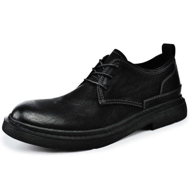 Zapatos de cuero informales con cordones y costura de talla grande para hombre