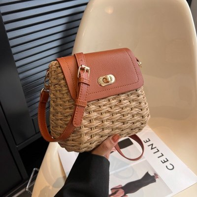 One-shoulder Crossbody Woven Bag All-match Special-interest Design Rattan