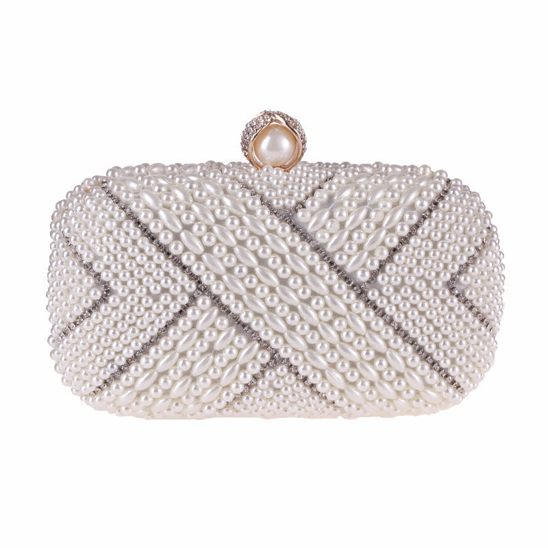 Women's Hand Holding Pearl Small Square Bag