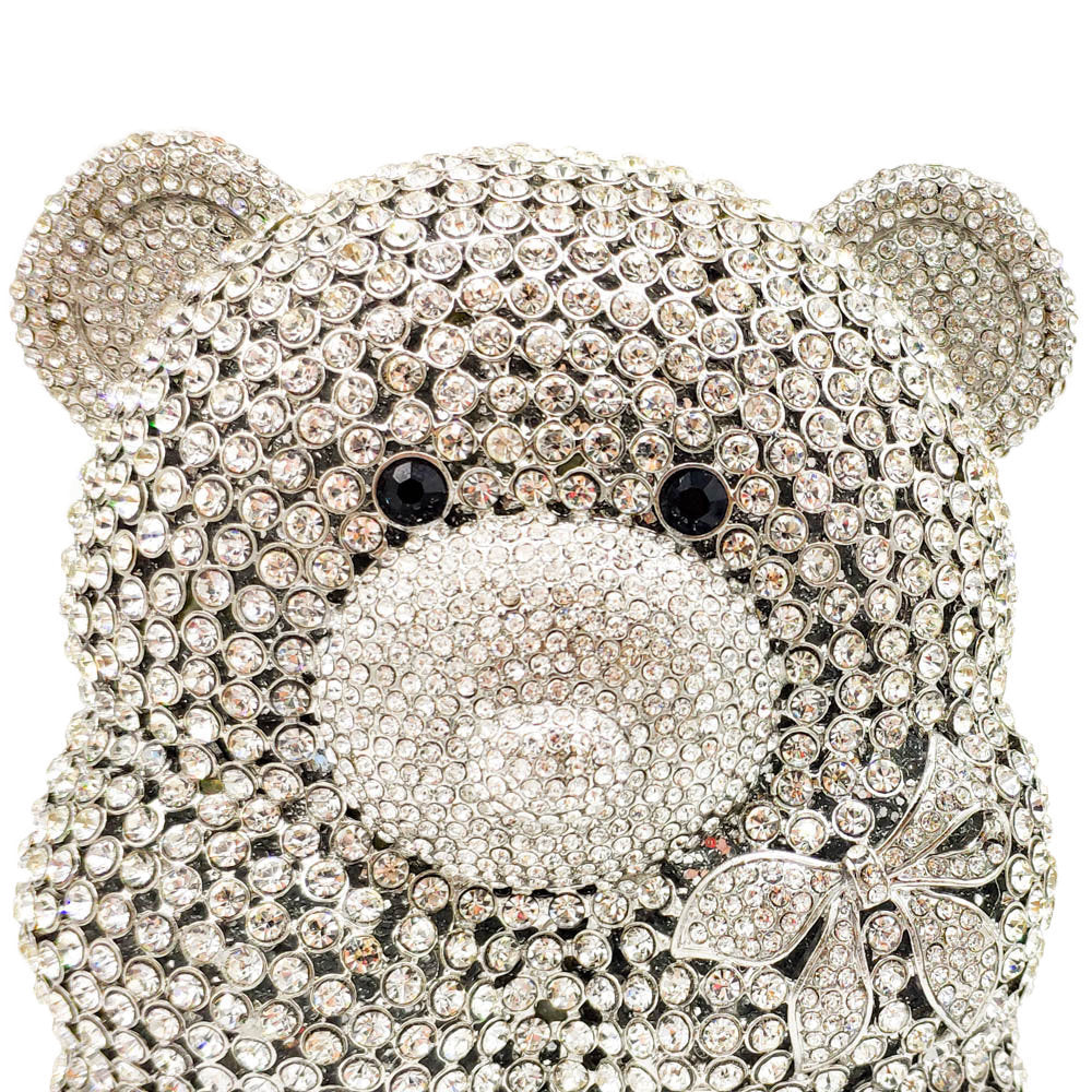 Bolso de mano de noche para mujer con diseño de oso y diamantes