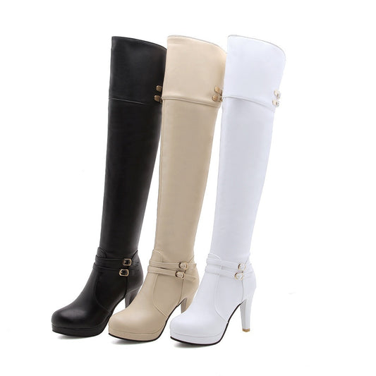 European And American Sexy Wine Cup Heel High Heel Waterproof Platform Plus Size Over The Knee Boots