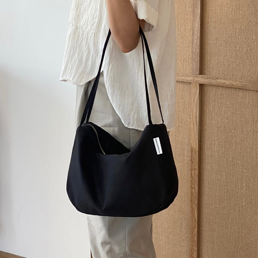 Women's Fashion Simple Canvas Zipper Underarm Bag